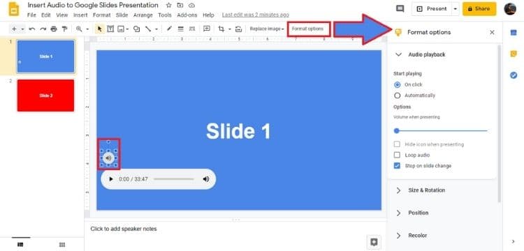 ADD AUDIO TO GOOGLE SLIDES