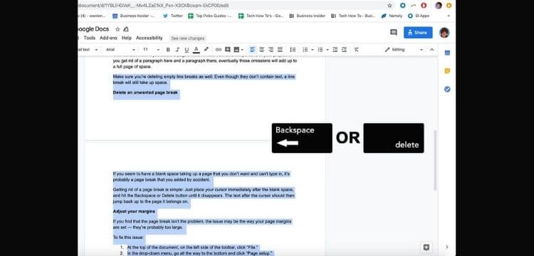 Image result for How To Delete A Page In Google Docs