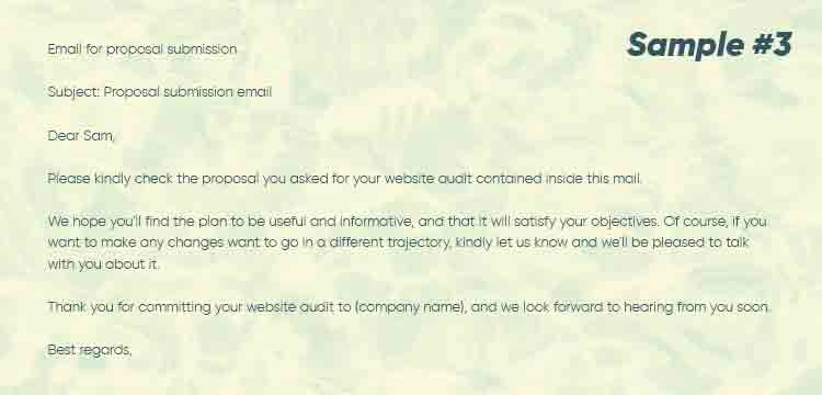 Email writing sample- Proposal submission 
