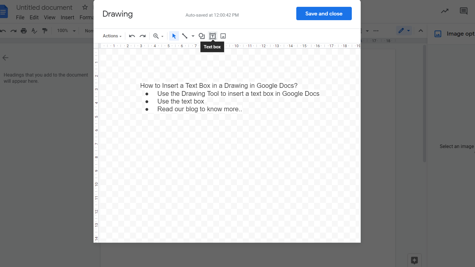 how to insert text box on google docs
