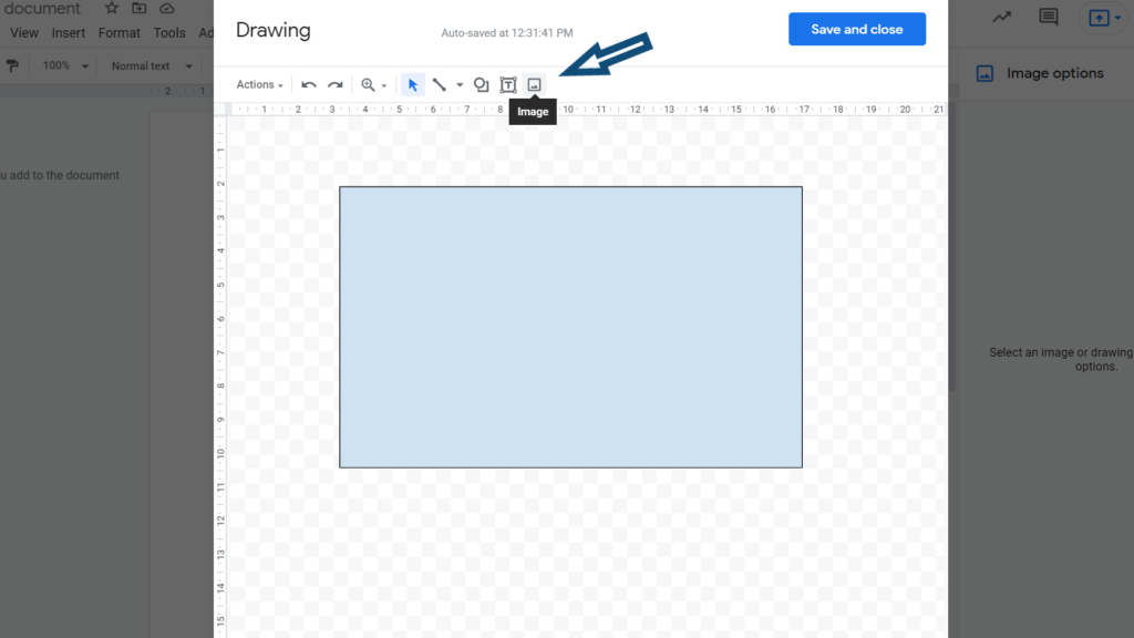 how to insert an image in a text box in Google Docs 