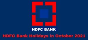HDFC Bank Holidays in October 2021