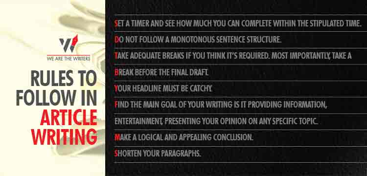 Rules to follow in article writing